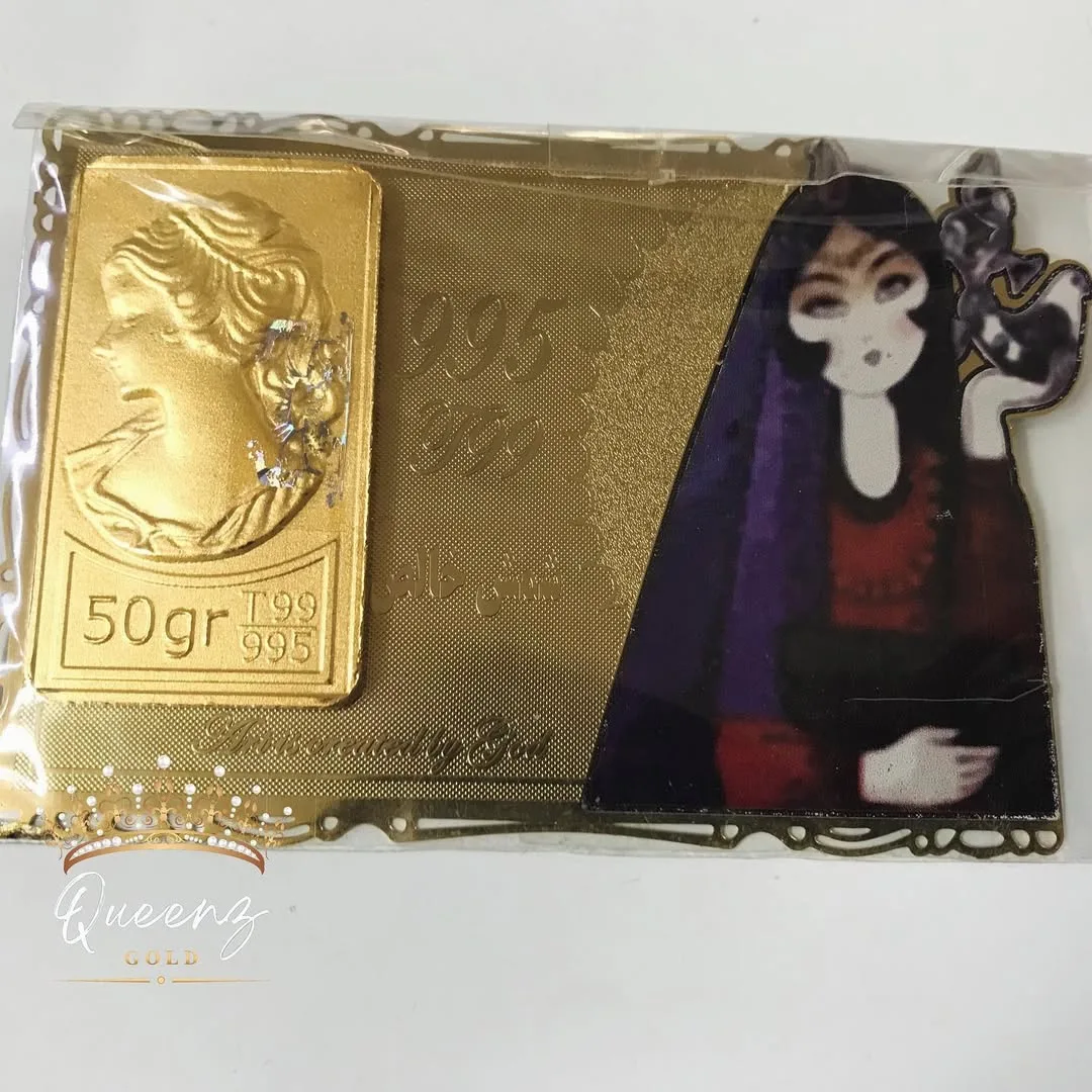 شمش طلا ۵۰ گرمی ۹۹۵ ونوس، رنگ طلایی، جنس پلاستیک، طرح طرح حیوانی، شمش طلای ۵۰ گرمی بسته بندی