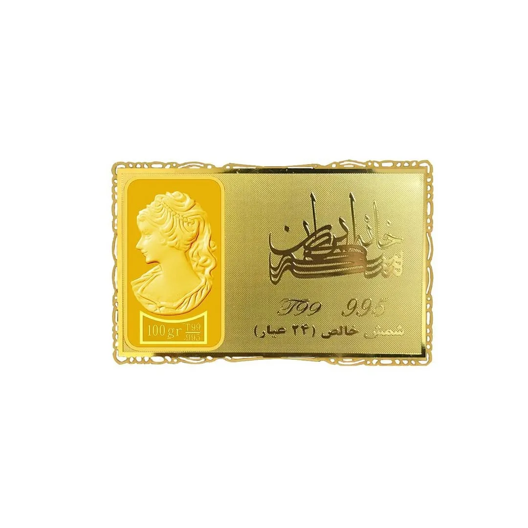 شمش طلا ۲۴ عیار طرح ونوس، رنگ زرد، مستطیل شکل