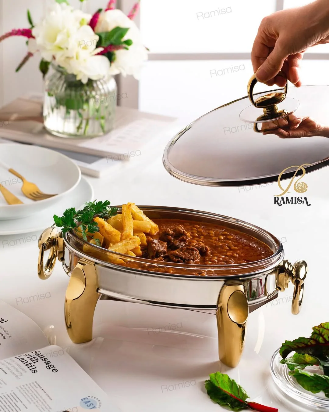 سوفله خوری استیل بیضی در ۳ رنگ رامیسا