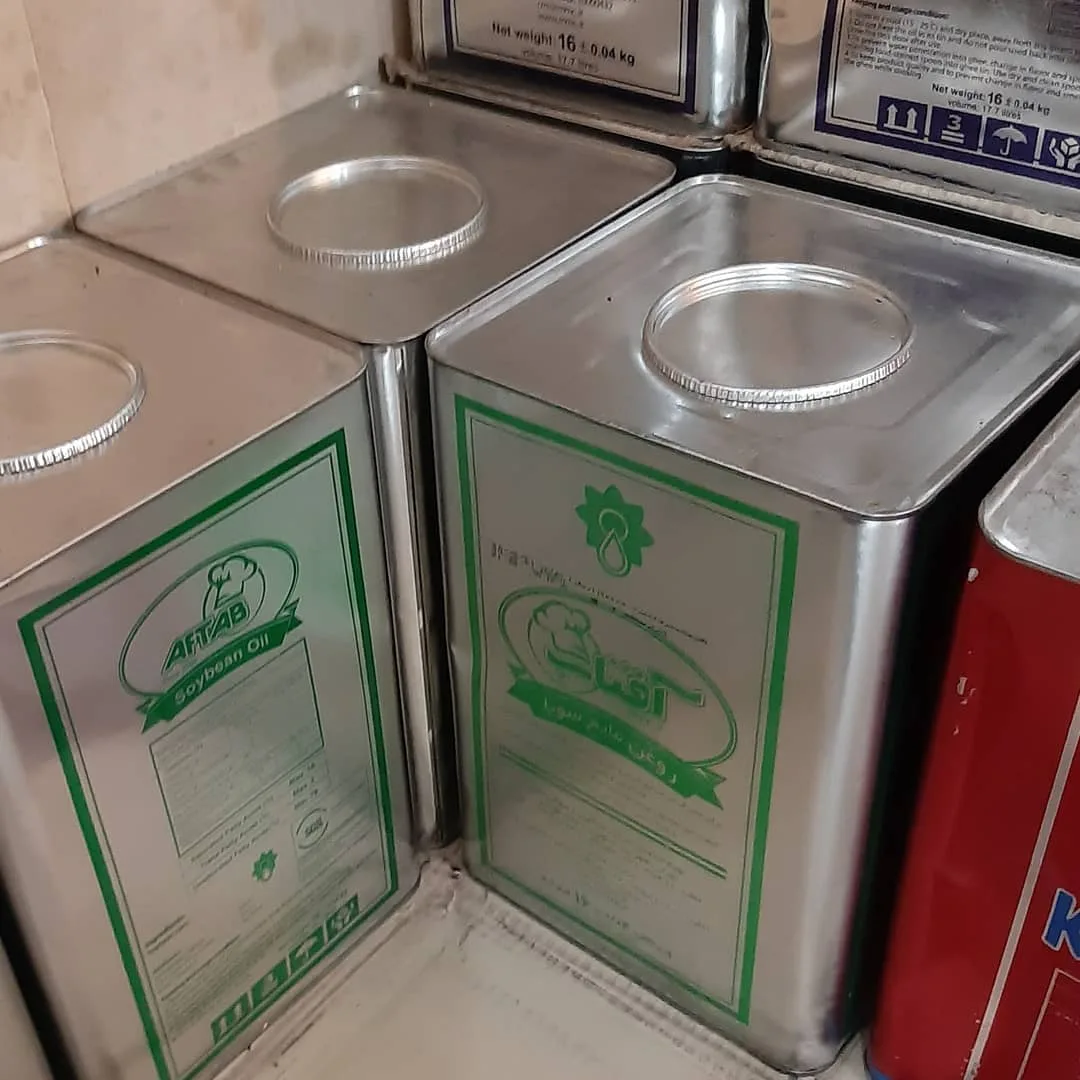 روغن مایع پخت و پز آفتاب، رنگ نقرهای و سبز، جنس فلز، حلب مستطیلی