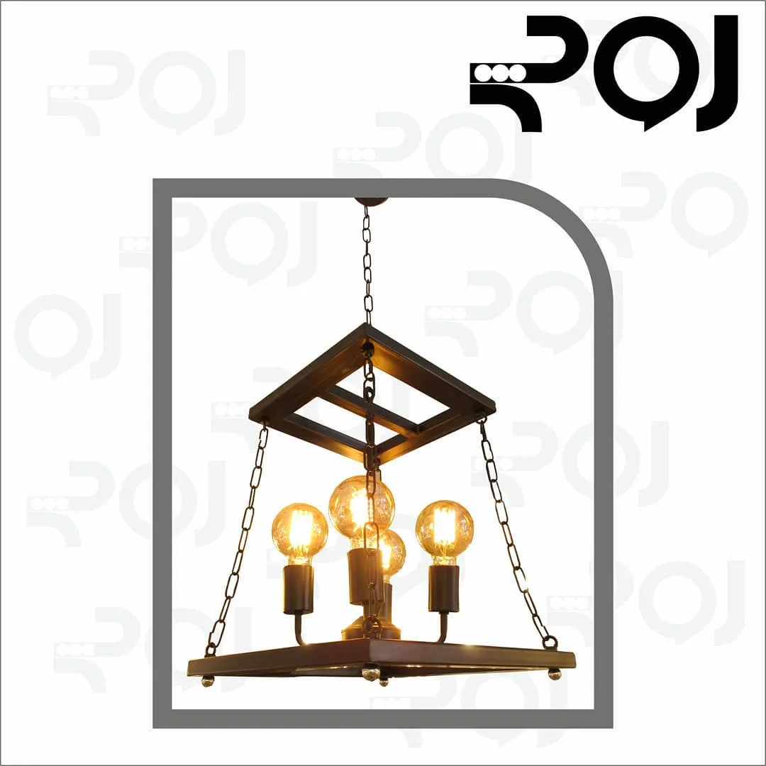 آویز فلزی مربع زنجیردار مشکی
