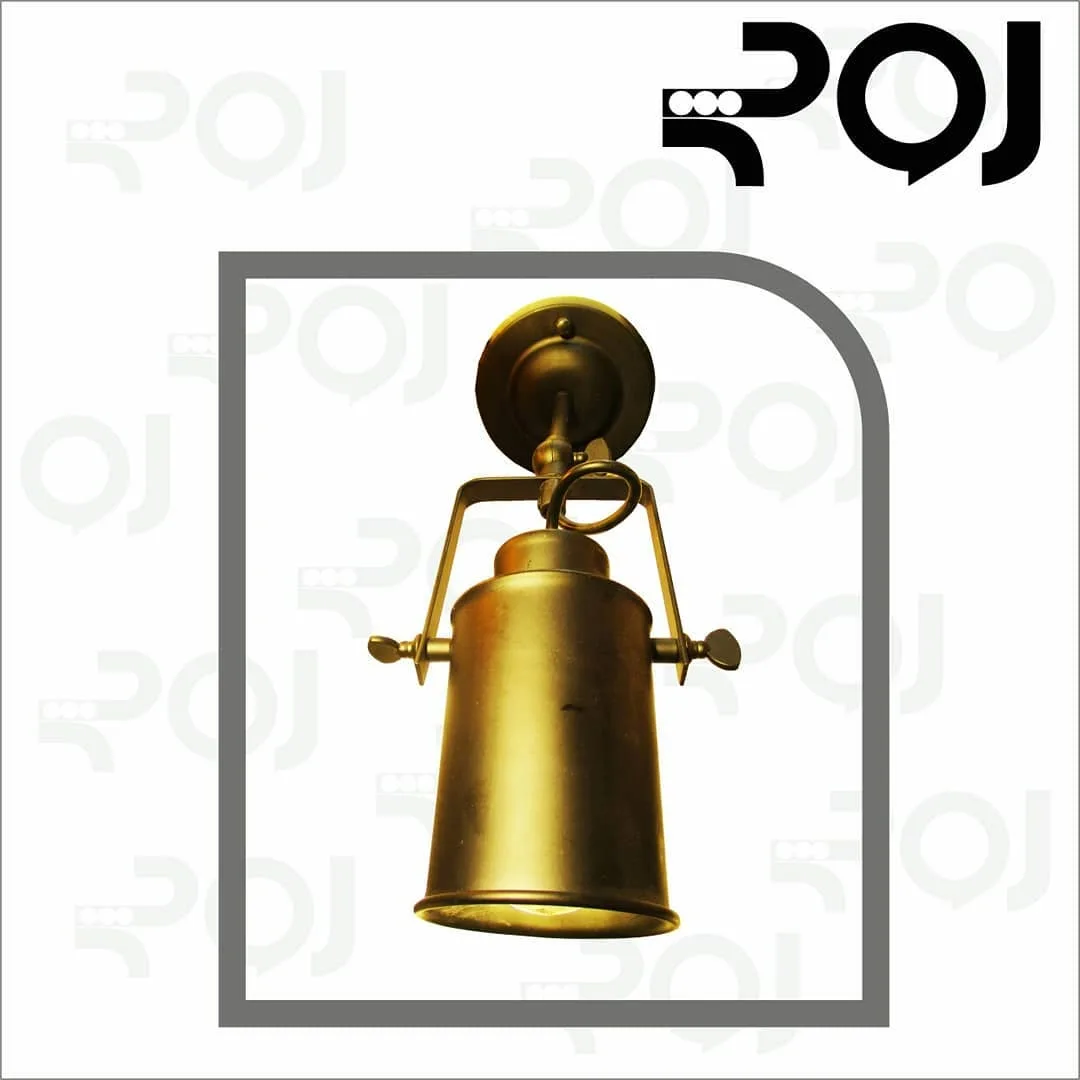 چراغ دیواری طرح قوطی استوانه مشکی، رنگ طلایی، جنس فلز، دیواری استوانه‌ای