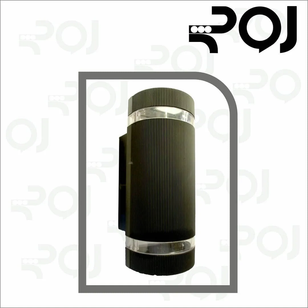 چراغ دیواری استوانه مشکی دوطرفه GU10، جنس فلز، طرح راه‌راه، استوانه‌ای شیاردار