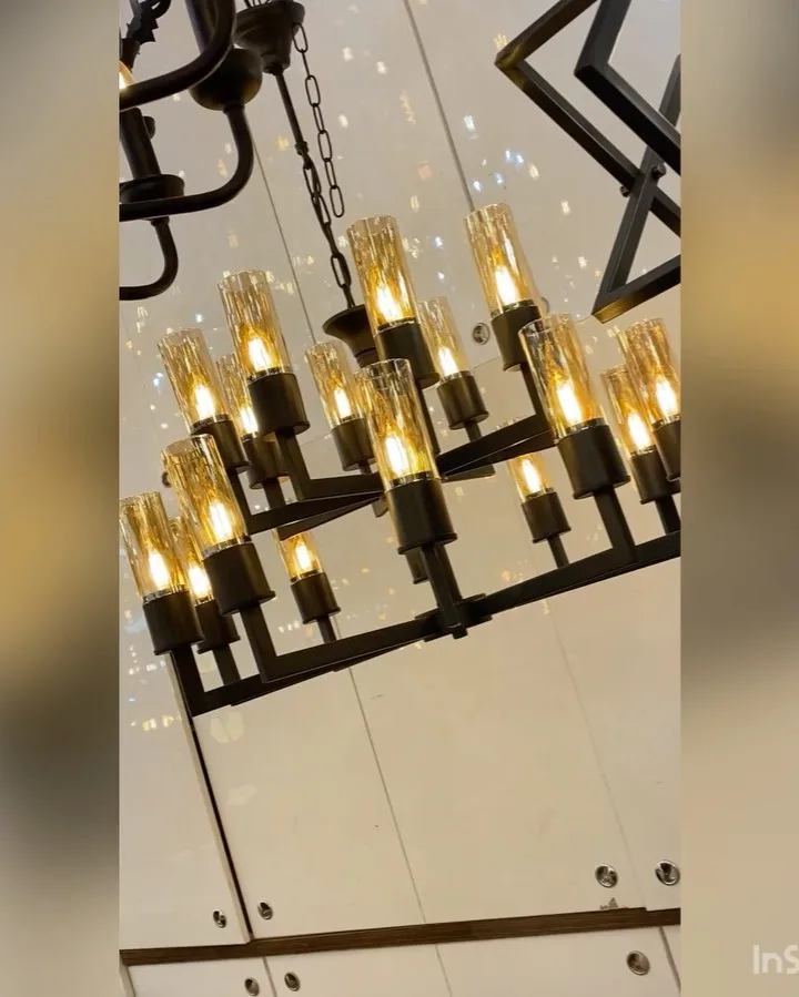 لوستر آویز ۱۸ شاخه عصا دو طبقه قطر ۷۰