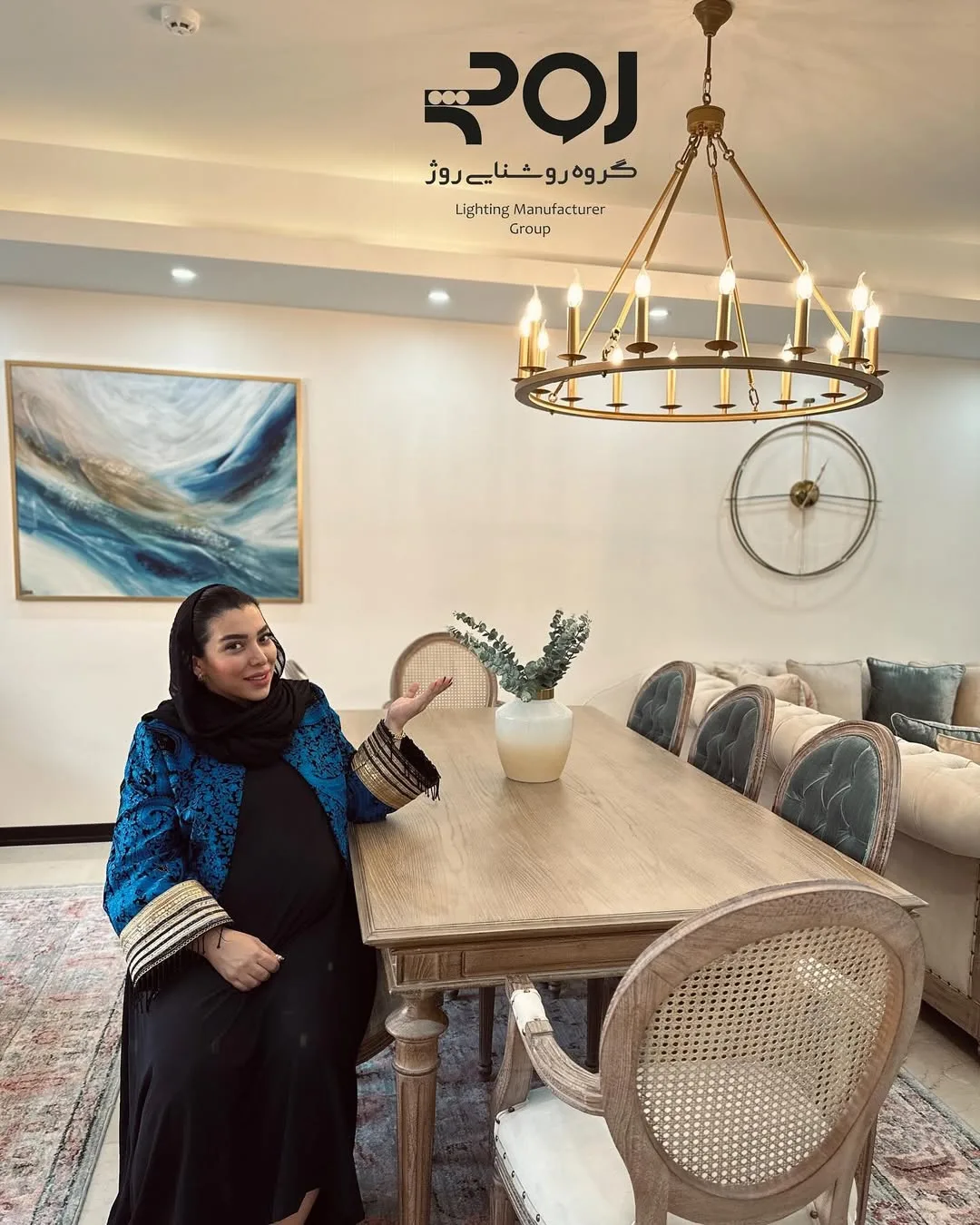 لوستر داموس ۱۶ شعله، رنگ طلایی، جنس فلز، سقفی شاخهای