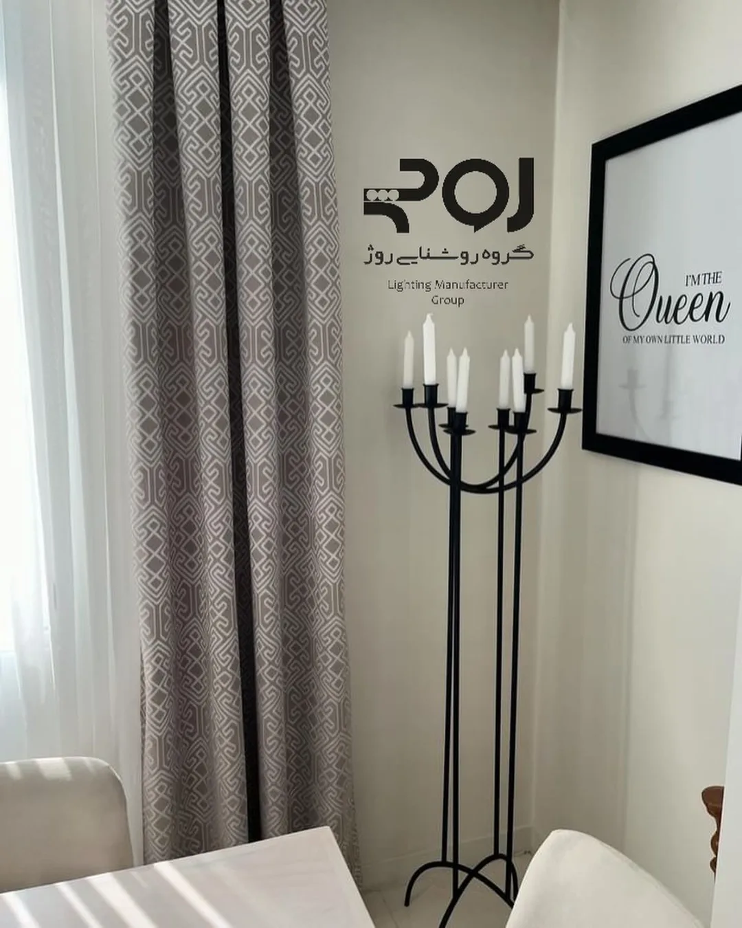 استند شمع‌خور لارا، رنگ مشکی، جنس فلز، ایستاده چندشاخه