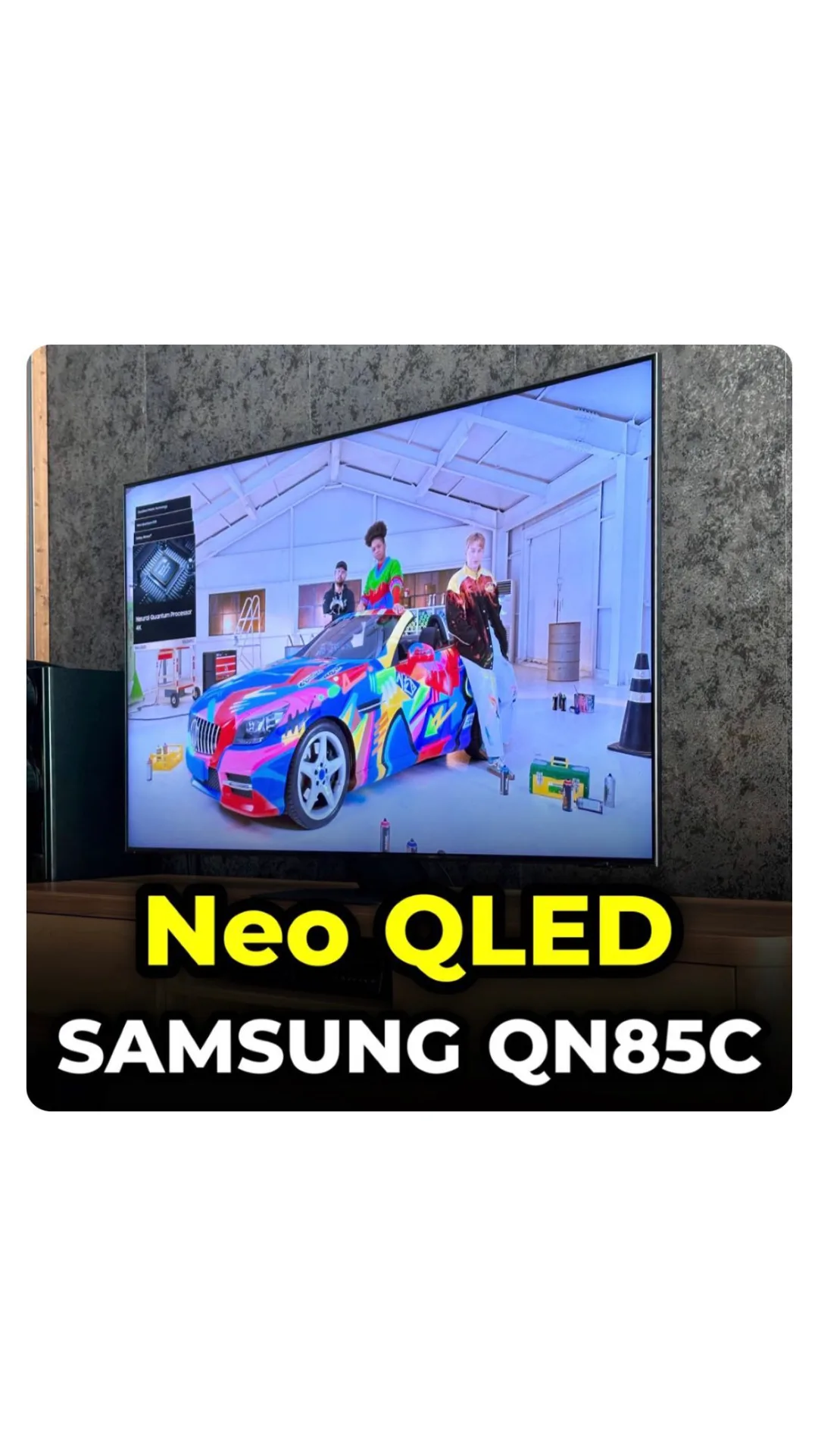 تلویزیون نئو QLED مدل QN85C سامسونگ، رنگ مشکی، جنس شیشه و پلاستیک، صفحه تخت