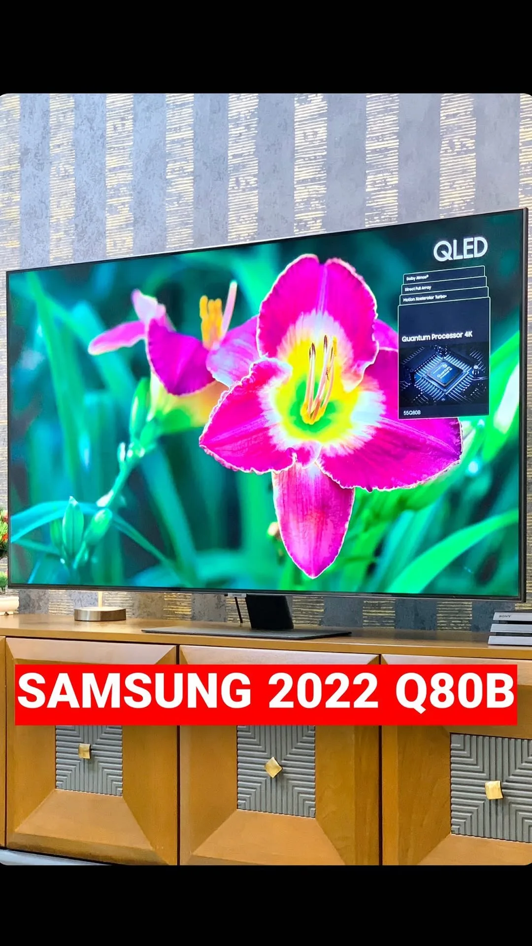 تلویزیون سامسونگ کیولد Q80B ۲۰۲۲ ۵۵ اینچ، رنگ مشکی، جنس پلاستیک، تخت
