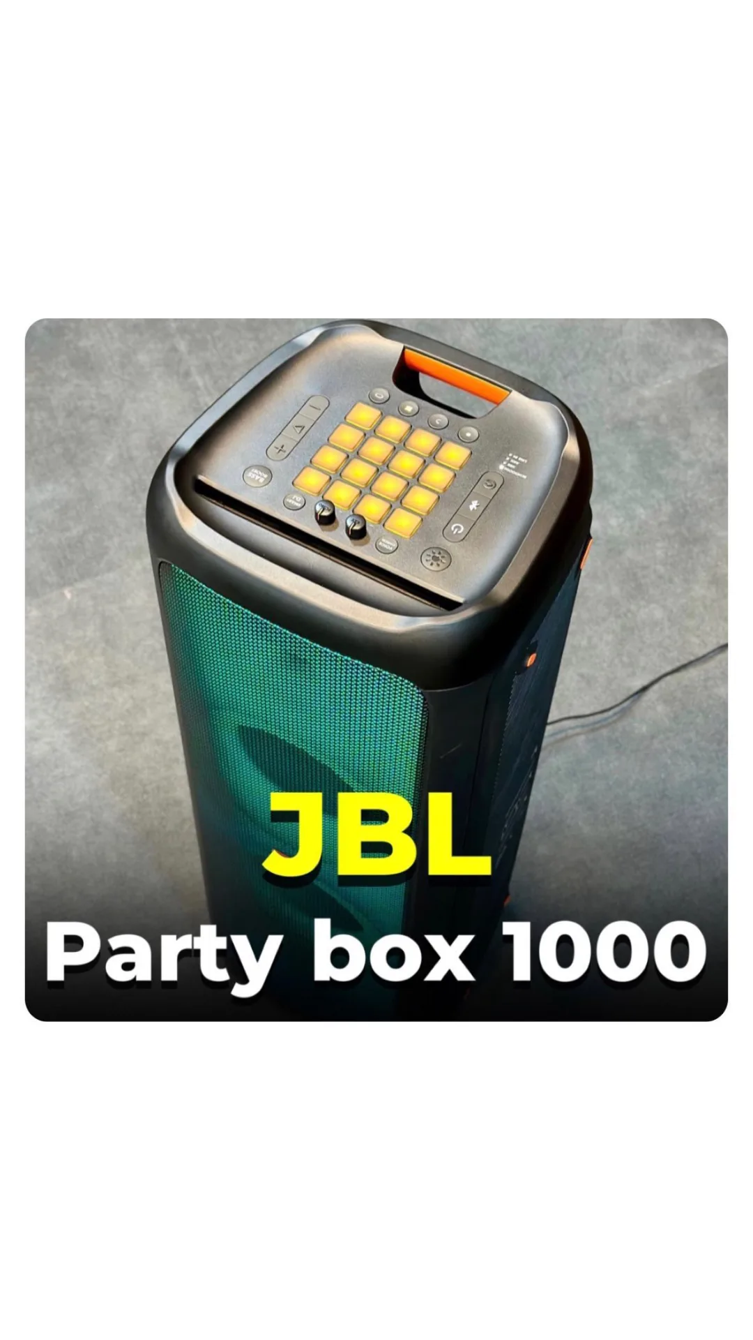 سیستم صوتی پارتی باکس ۱۰۰۰ JBL، رنگ مشکی و نارنجی، جنس پلاستیک، پارتی باکس بزرگ