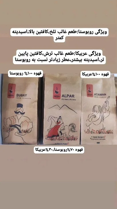 قهوه‌ی آسیاب‌شده بسته‌ای (عربیکا و روبوستا)