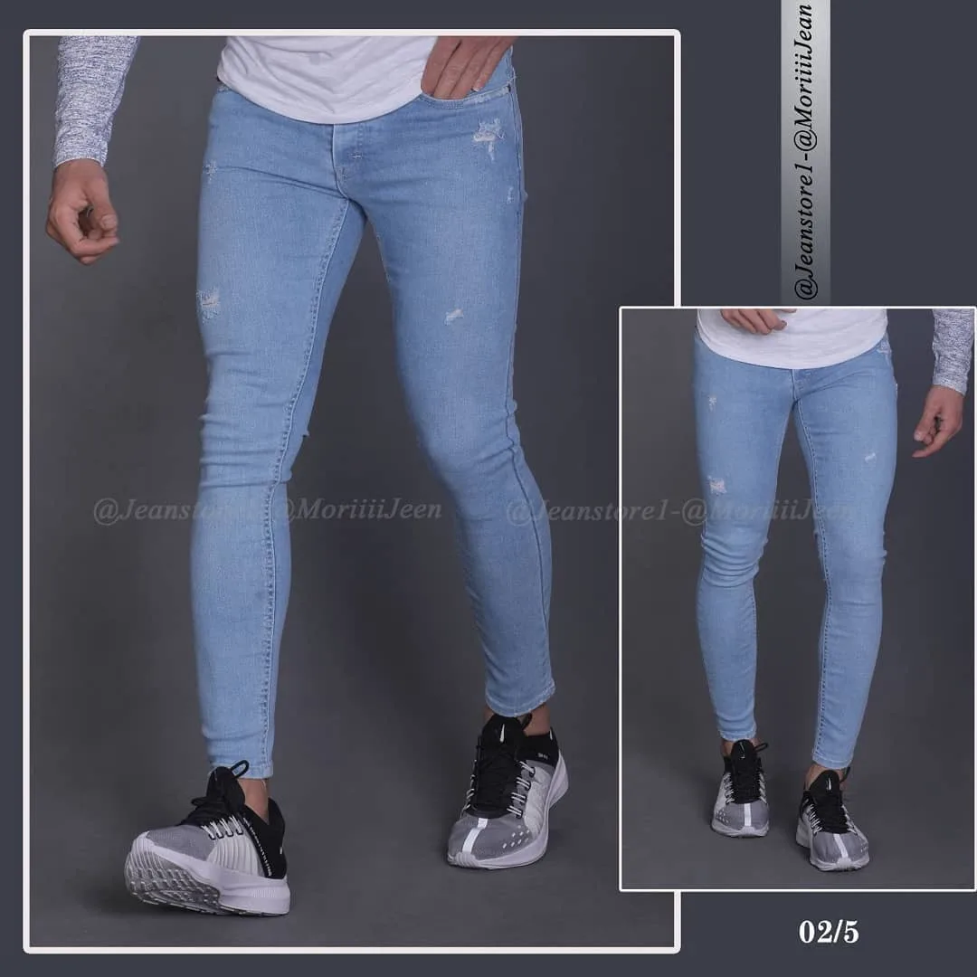 شلوار جین، رنگ آبی روشن، جذب، فاق متوسط