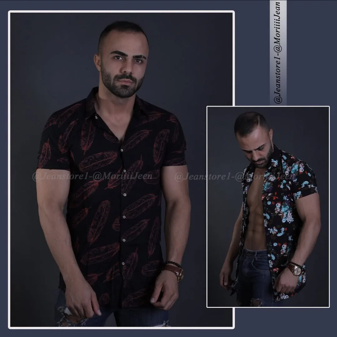 شومیز، رنگ مشکی، قرمز و آبی، طرح گلدار، آستین کوتاه، یقه دار، جذب