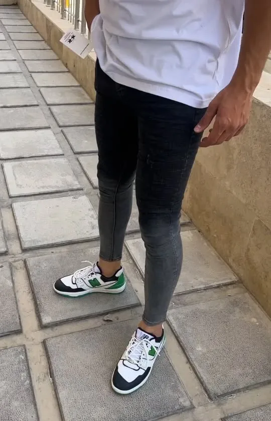 شلوار جین مردانه، رنگ مشکی و خاکستری، جذب، ساق تنگ