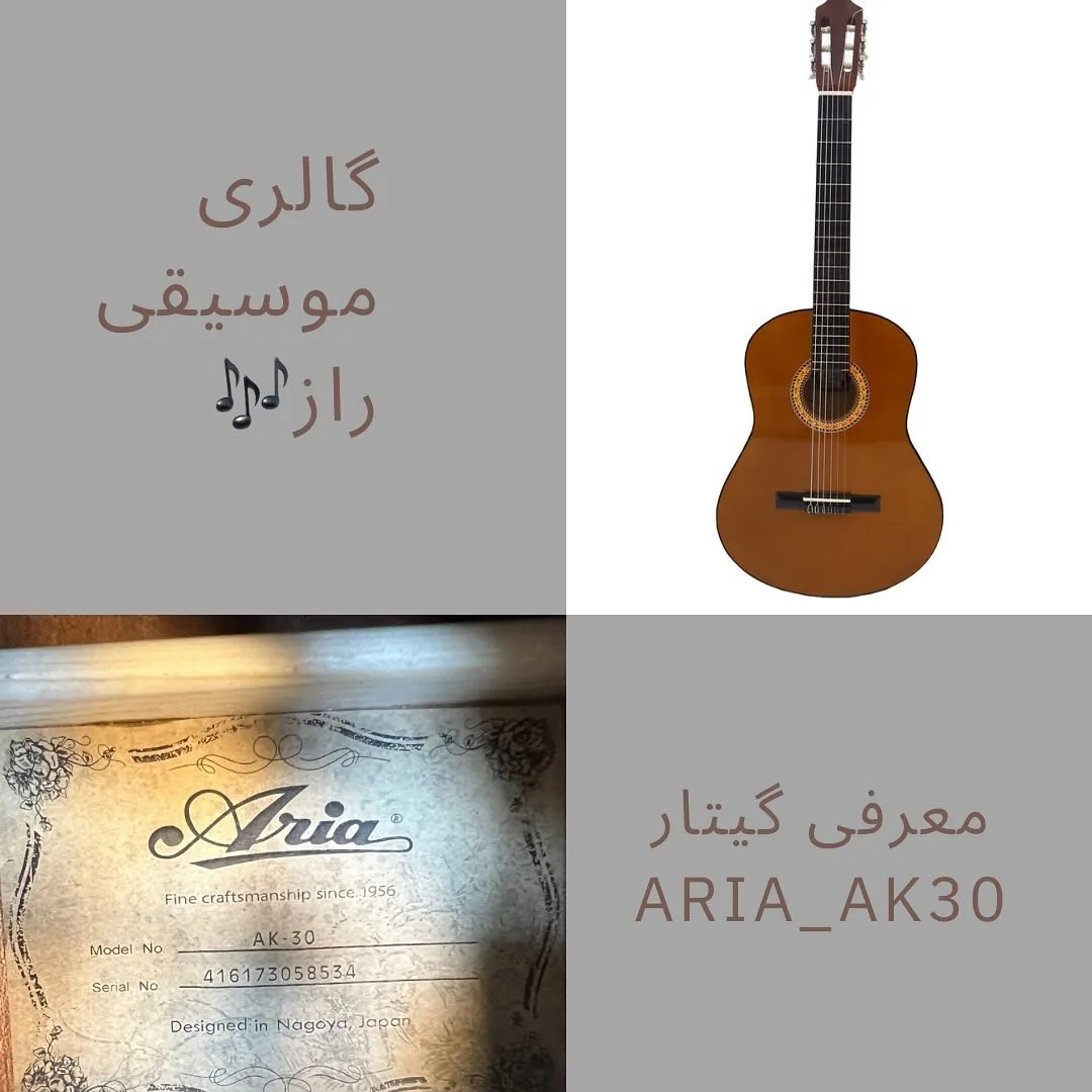 گیتار آکوستیک AK30 آریا، رنگ قهوه‌ای و کرم، جنس چوب —، گیتار آکوستیک چوبی