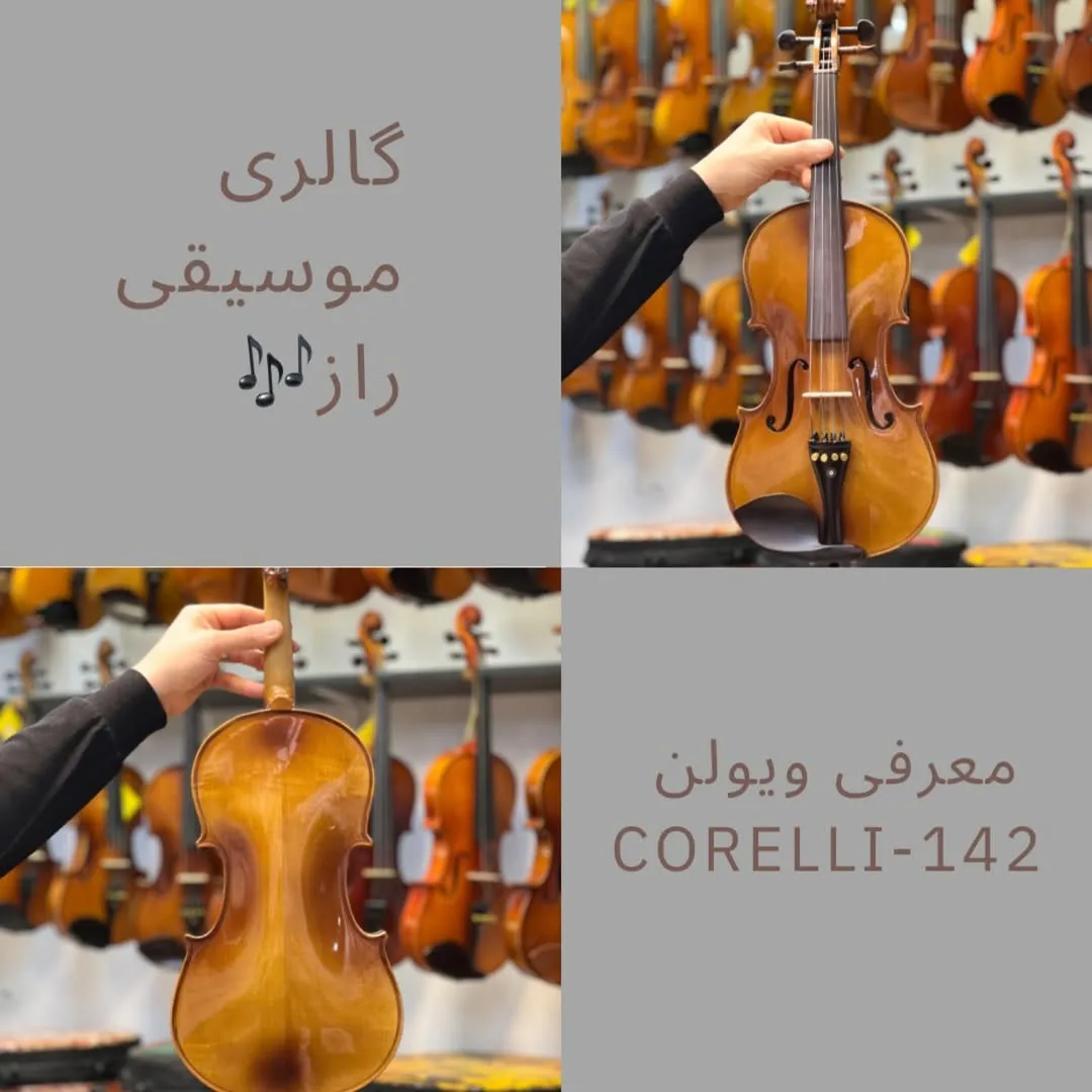 ویولن ۱۴۲ کورلی، رنگ قهوه‌ای، جنس چوب، استاندارد