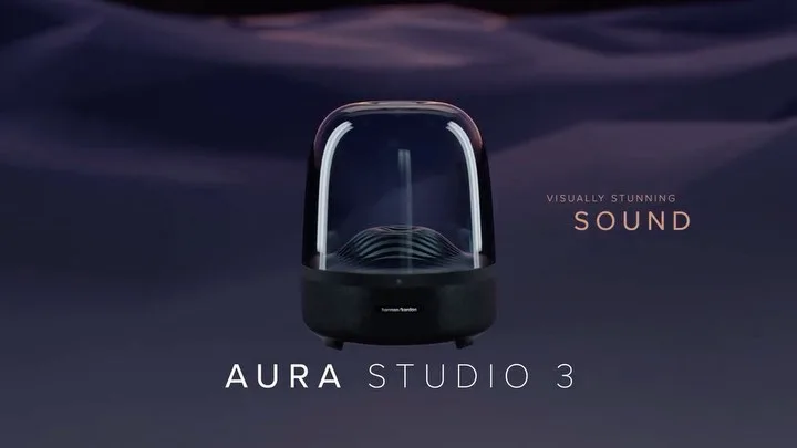 اسپیکر Aura Studio 3، رنگ مشکی، جنس شیشه و پلاستیک، گنبدی، نورپرداز