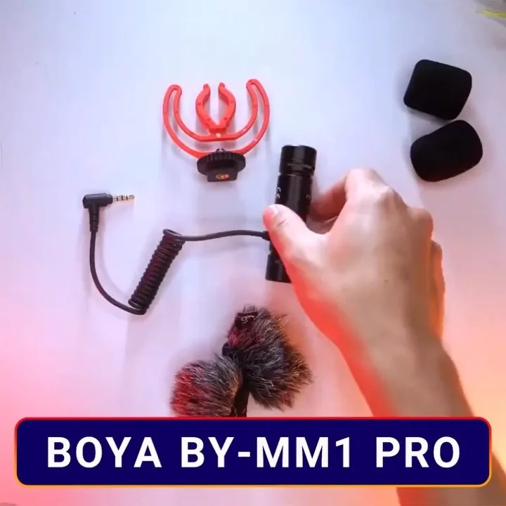 میکروفون MM1 Pro بویا، رنگ مشکی، جنس فلز، استوانه‌ای، شات‌گان