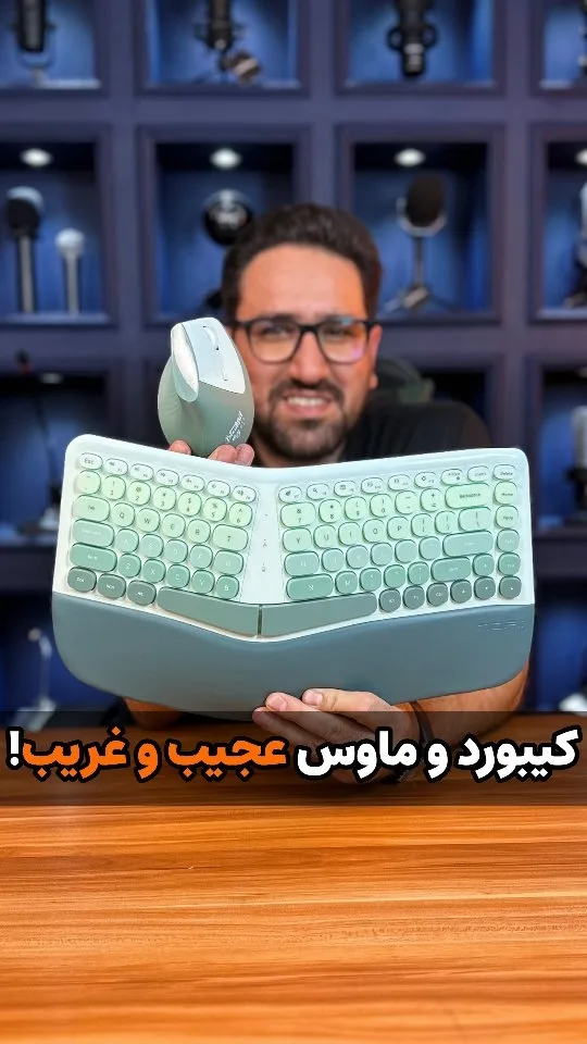 ست کیبورد و ماوس بی‌سیم BOMI مافی، رنگ سبز روشن و خاکستری، جنس پلاستیک، ارگونومیک