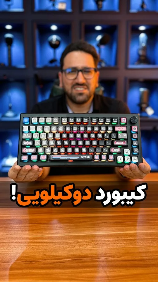 کیبورد مکانیکال بیسیم K732MC RGB Pro TKL ردراگون، رنگ مشکی و رنگینکمان، جنس پلاستیک، مکانیکی گیمینگ