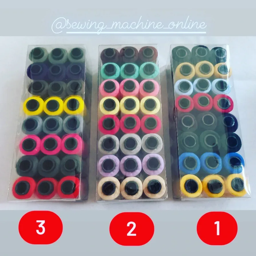 پک دوک نخ خیاطی ۲۴ تایی، رنگ چندرنگ، جنس پلاستیک، استوانه‌ای کوچک