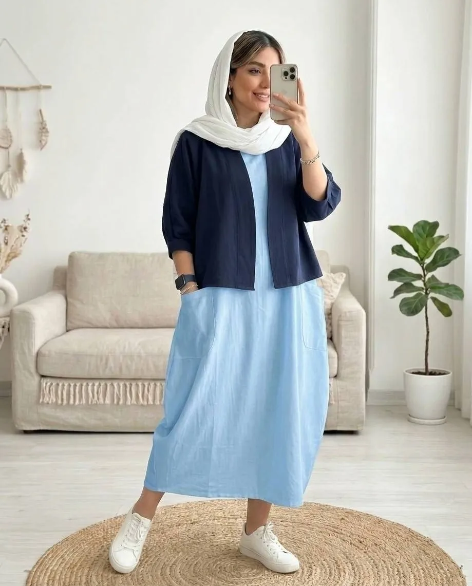 ست سارافون خمره‌ای و کت نخی — عکس ۱۱