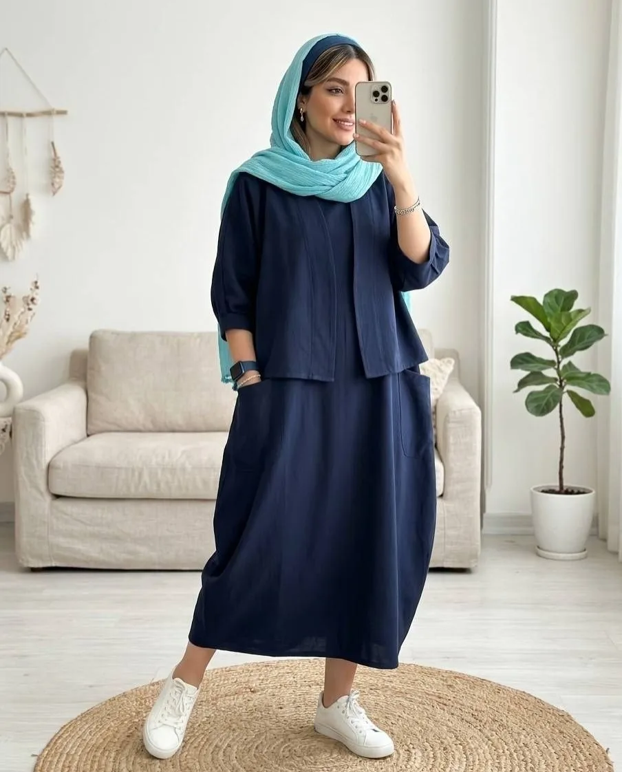ست سارافون خمره‌ای و کت نخی — عکس ۱۳