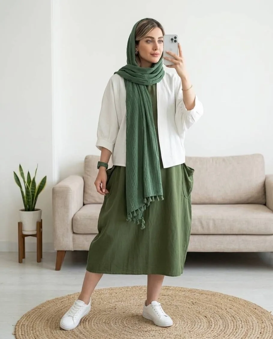 ست سارافون خمره‌ای و کت نخی — عکس ۷