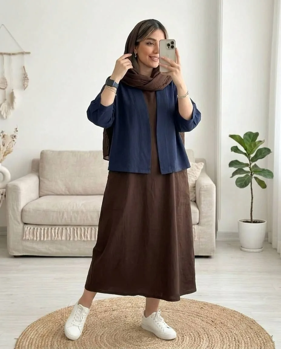 ست سارافون خمره‌ای و کت نخی — عکس ۹