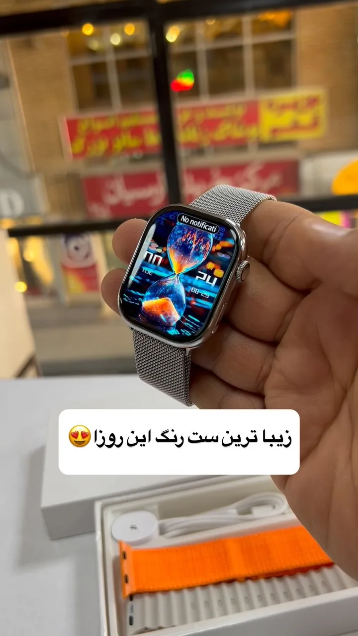 ساعت هوشمند LSX17، رنگ نقرهای و خاکستری، جنس فلز و پلاستیک، مستطیلی، بند میلانی