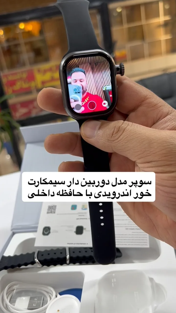 ساعت هوشمند Watchxcall دوربیندار، رنگ مشکی، جنس سیلیکون، مربع، بند سیلیکونی