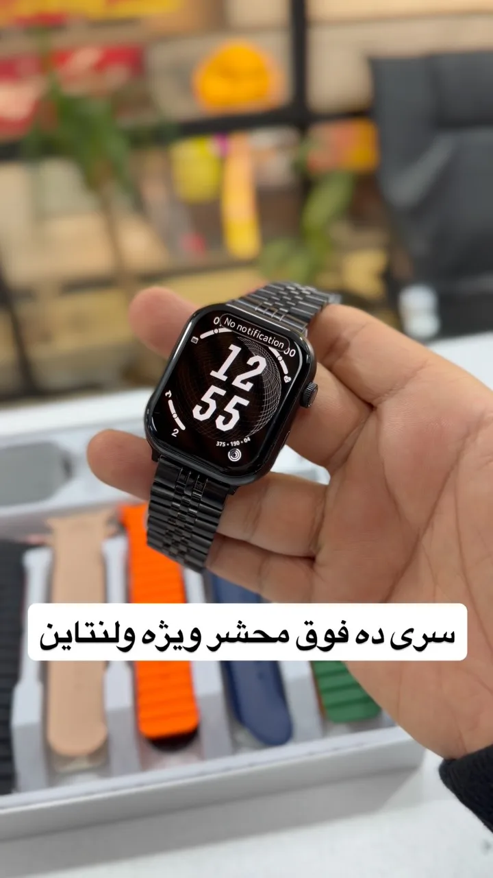 پک ساعت هوشمند سری ۱۰، رنگ مشکی، جنس فلز، بند زنجیری