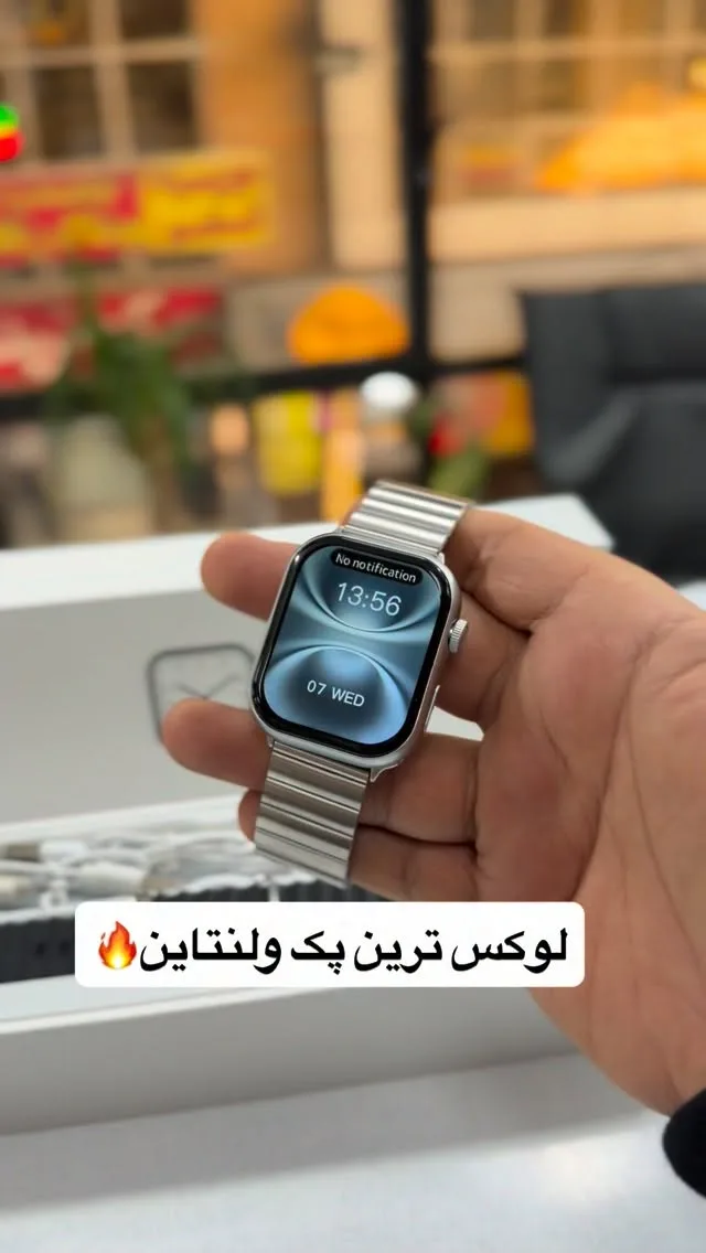 ساعت هوشمند مدل F11 با بند لینک، رنگ نقره‌ای و مشکی، جنس فلز، مربع، بند زنجیری