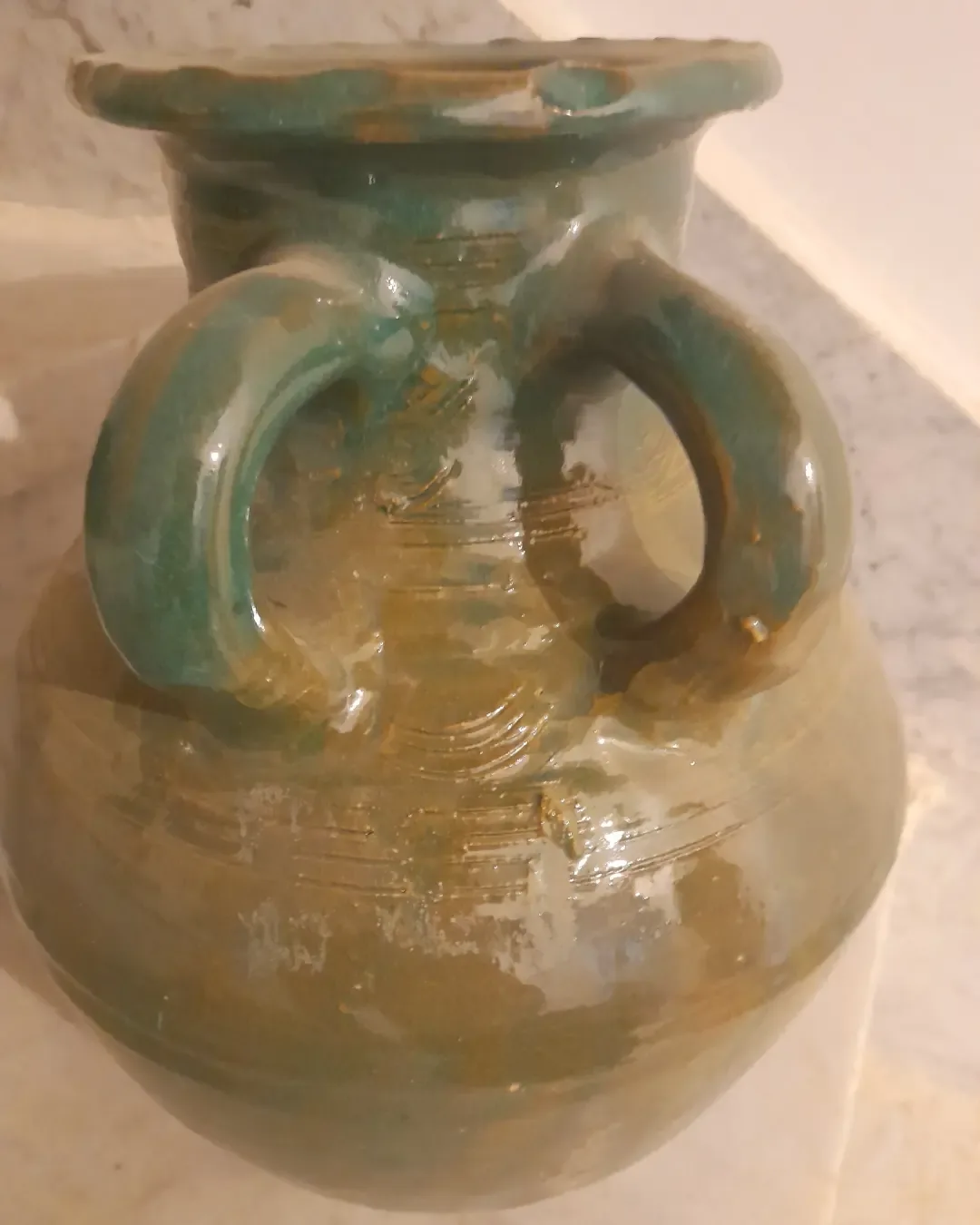 گمج و خمره سفالی — رنگ سبز — نمای جزئیات — گمج و خمره — عکس ۳