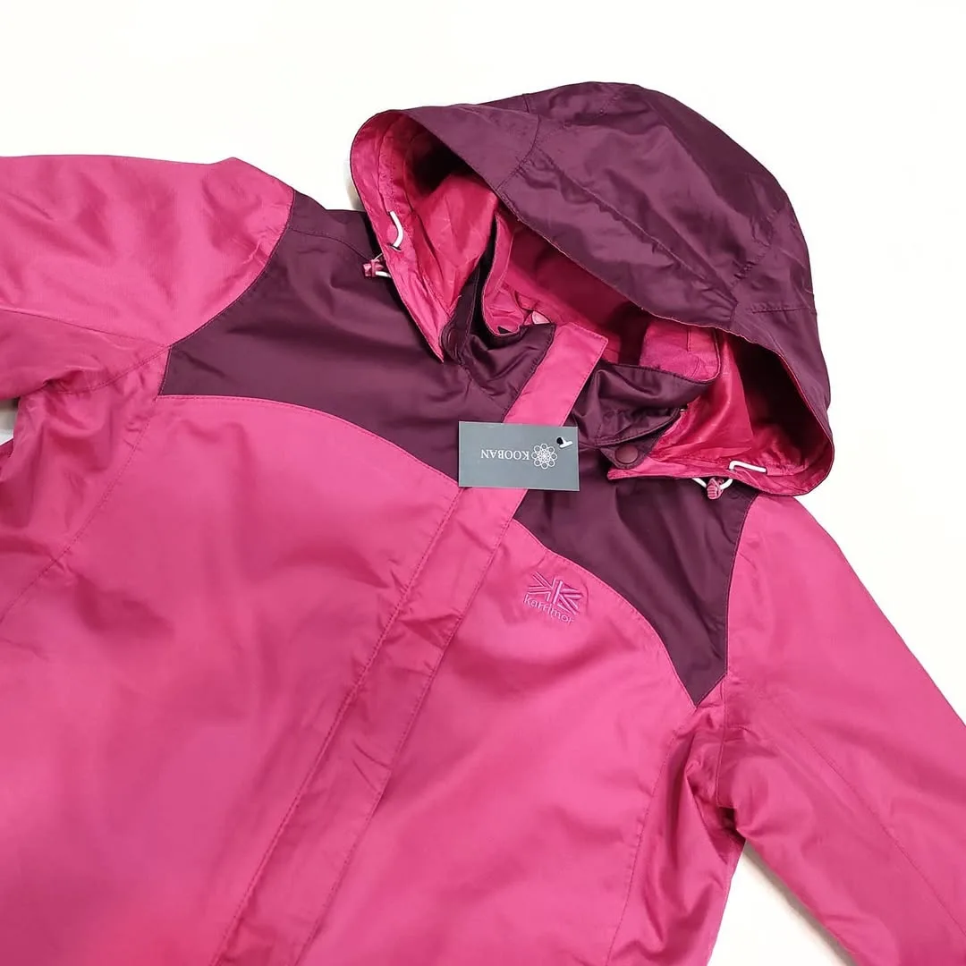 کاپشن سایز ۹۰ karrimor، رنگ صورتی و بنفش، جنس پلی‌استر، کلاه‌دار دو رنگ کوتاه