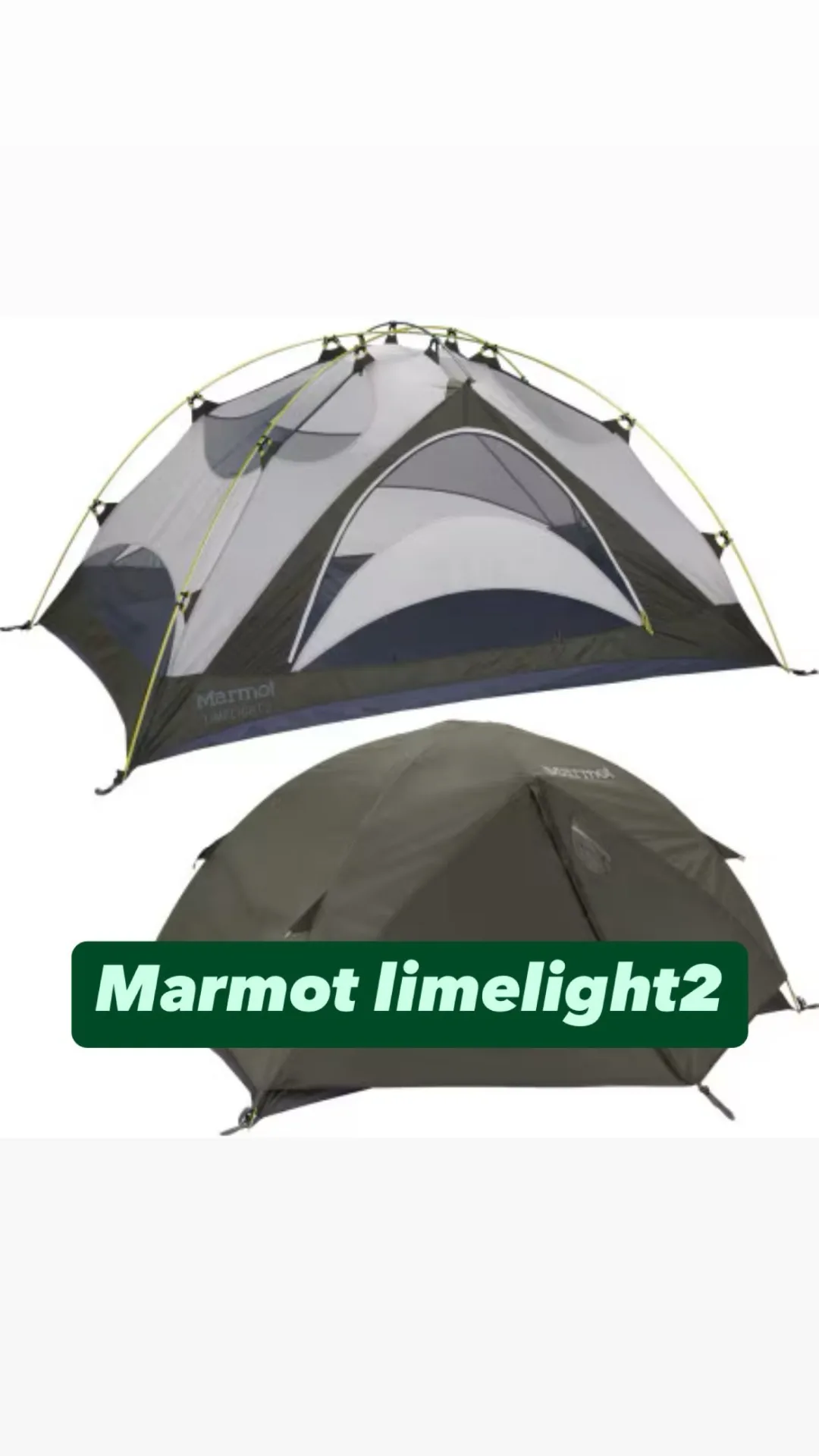 چادر دو نفره دوپوش Limelight 2 مارموت، رنگ زیتونی و خاکستری، گنبدی، ۲ نفره