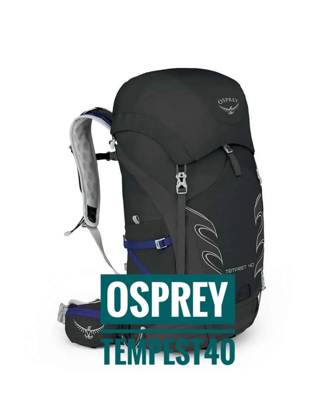کوله پشتی ۴۰ لیتری Tempest 40 اسپری، رنگ مشکی و آبی، کوله‌پشتی سفری