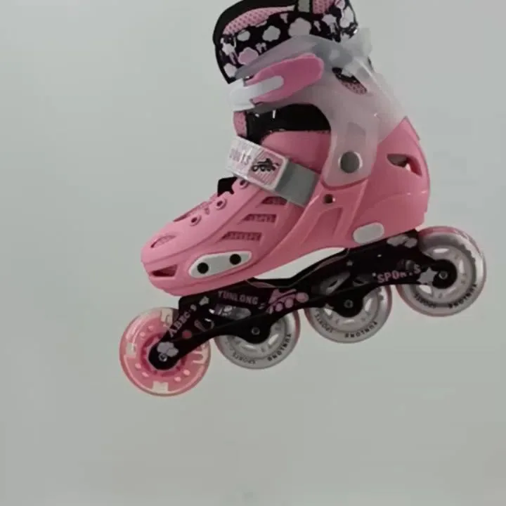 اسکیت اینلاین بچگانه Sports Kids یونلانگ، رنگ صورتی، سیاه و سفید، جنس پلاستیک، طرح طرح حیوانی، اسکیت اینلاین ساق‌دار