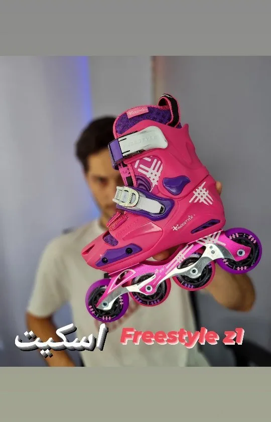 اسکیت اینلاین Freestyle Z1، رنگ صورتی، بنفش و سفید، جنس پلاستیک، ساقدار