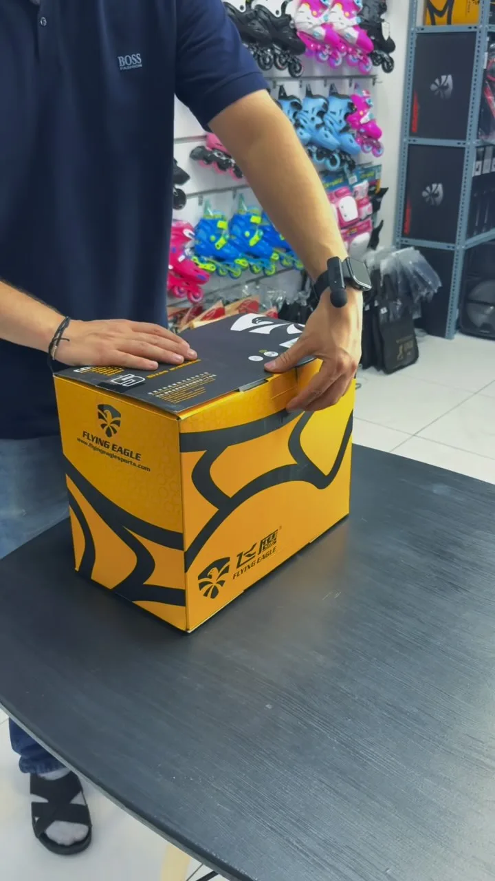 اسکیت مدل S7 فلایینگ ایگل، رنگ زرد و مشکی، جنس مقوا، مکعب مستطیل