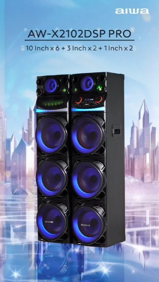 اسپیکر AW-X2102DSP PRO آیوا، رنگ مشکی و آبی، جنس پلاستیک و فلز، ایستاده، دو تایی