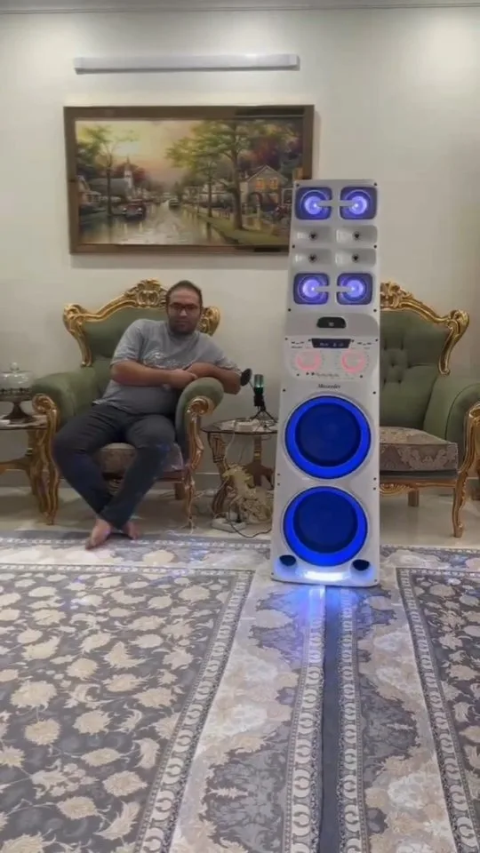 اسپیکر ایستاده دی‌جی مکسیدر، رنگ مشکی و سفید، جنس پلاستیک، ایستاده بلند