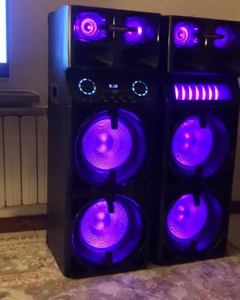 اسپیکر Dj AL 222 مکسیدر، رنگ مشکی و بنفش، جنس پلاستیک، ایستاده، نوردار