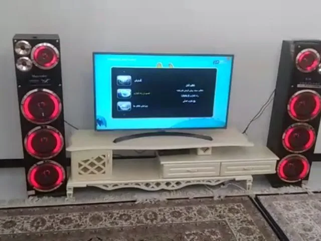 اسپیکر RL04 مکسیدر، رنگ مشکی و قرمز، جنس پلاستیک و چوب، برجی، جفت