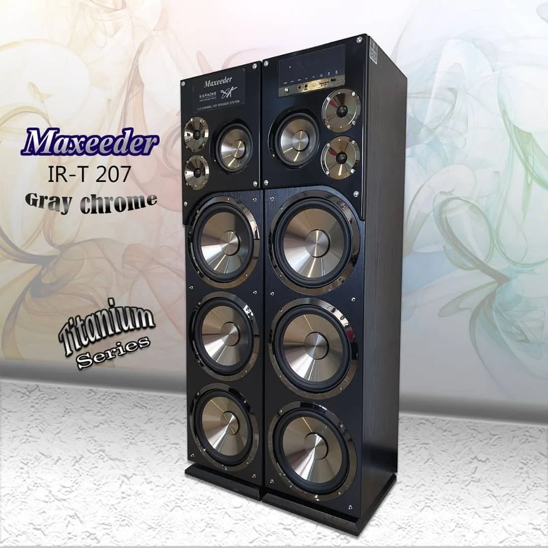 اسپیکر IRT 207 مکسیدر، رنگ مشکی و خاکستری، جنس پلاستیک و چوب، ایستاده بزرگ