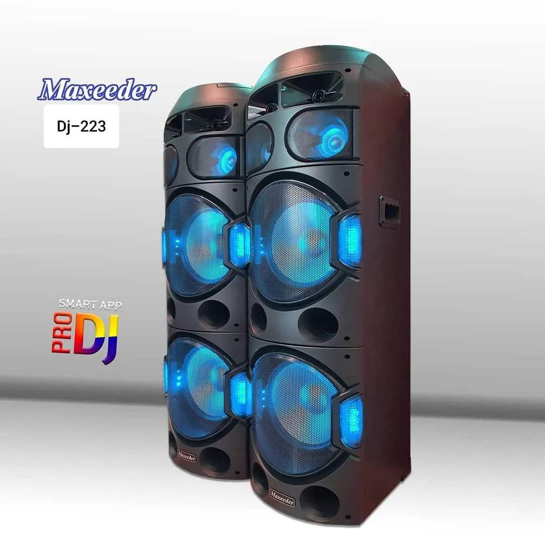 اسپیکر دیجی AL-223 مکسیدر، رنگ مشکی و آبی، جنس پلاستیک، ایستاده، حرفه‌ای
