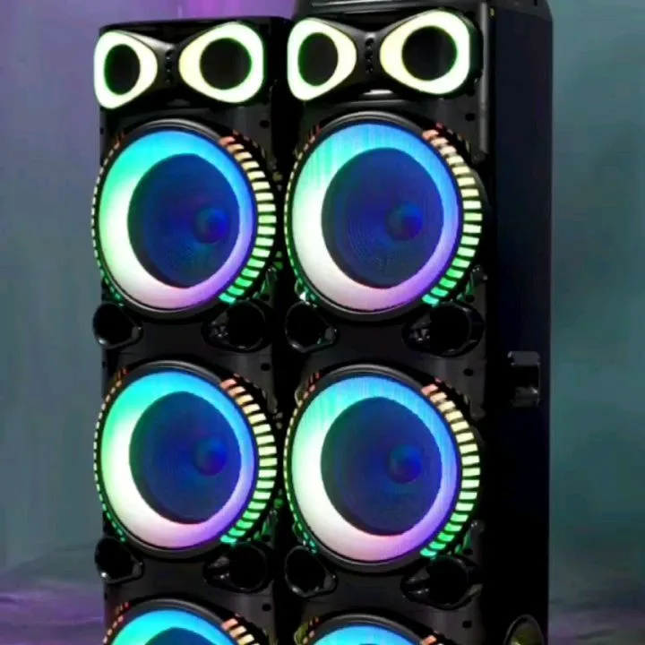 اسپیکر IRC 10A01 سری Party Light، رنگ مشکی و آبی، جنس پلاستیک، دوقلو ایستاده بزرگ