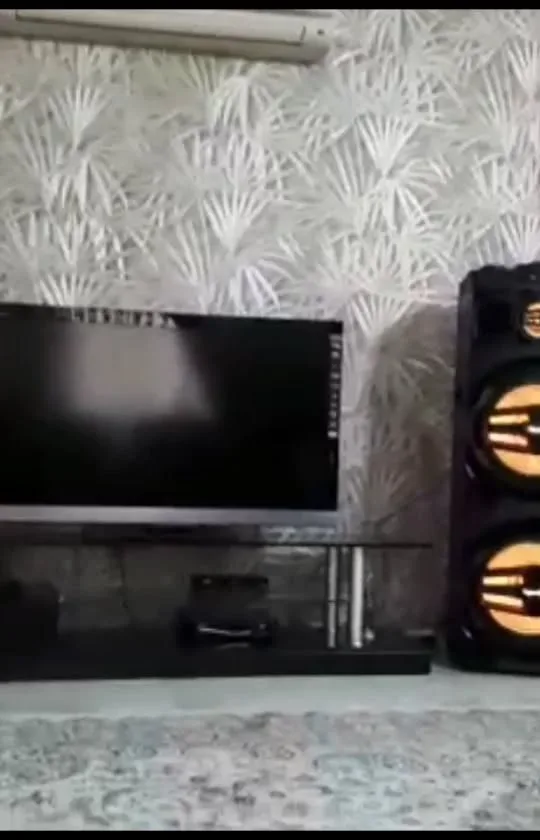 اسپیکر چراغدار مکسیدر، رنگ مشکی و نارنجی، جنس پلاستیک و فلز، ایستاده، بلند