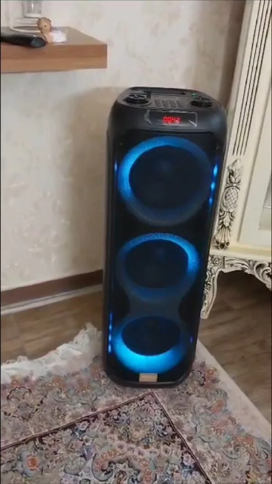 اسپیکر قابل حمل مکسیدر، رنگ مشکی و آبی، جنس پلاستیک و چوب، ایستاده بزرگ