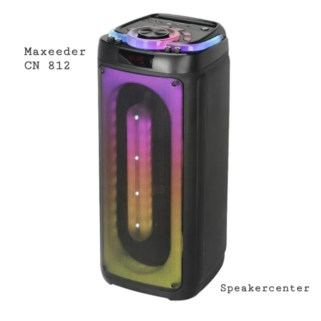 اسپیکر مکسیدر MAXI BOX CN 812، رنگ مشکی، بنفش و زرد، جنس پلاستیک، ایستاده، نورپردازی