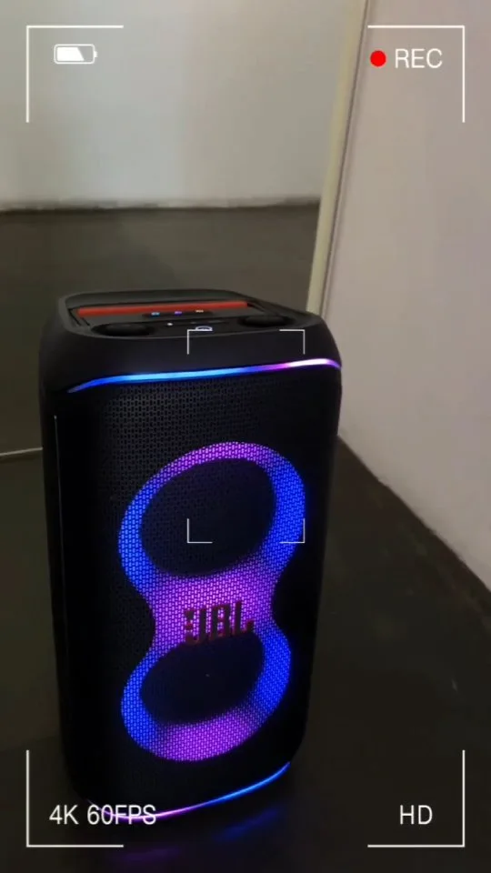 اسپیکر Partybox 120 JBL، رنگ مشکی، بنفش و آبی، جنس پلاستیک، مستطیلی، دارای نور